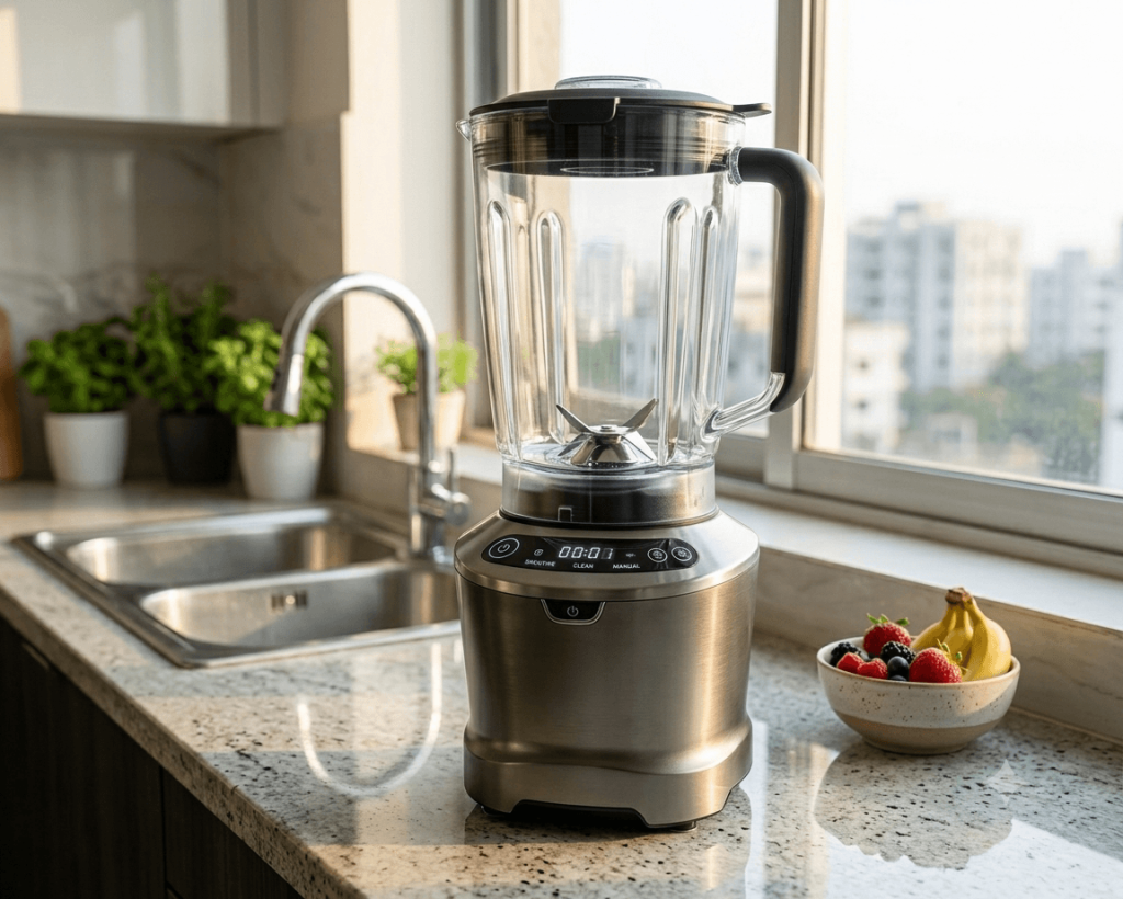 A clean, well-maintained smart blender ready for daily use.
