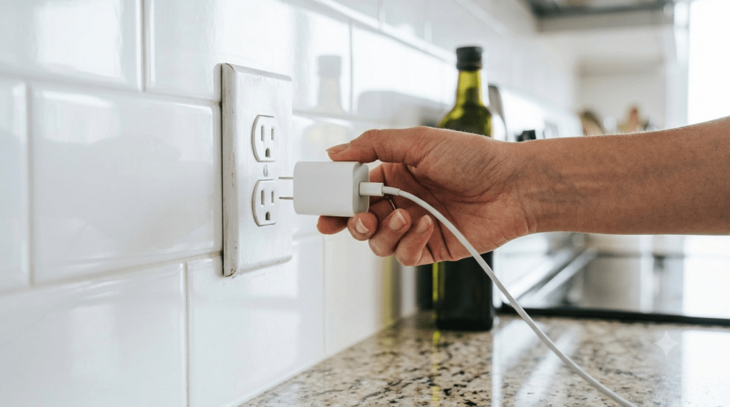 Testing a wall outlet before troubleshooting an Instant Vortex Air Fryer that won't turn on