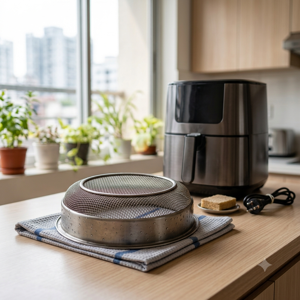 air-fryer-basket-cooling-down