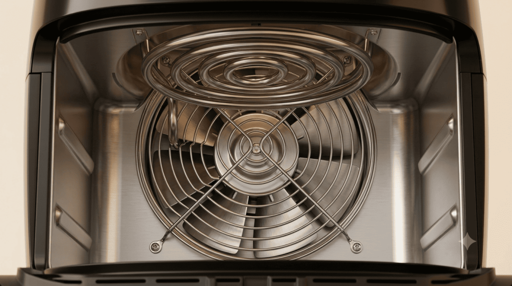 Air fryer fan assembly — inspect for buzzing or grinding noise causes