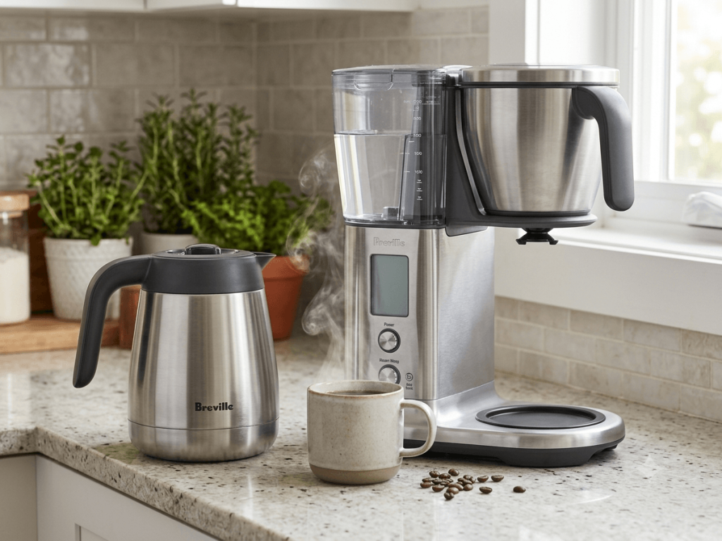 Thermal carafe helping keep coffee hot longer after brewing