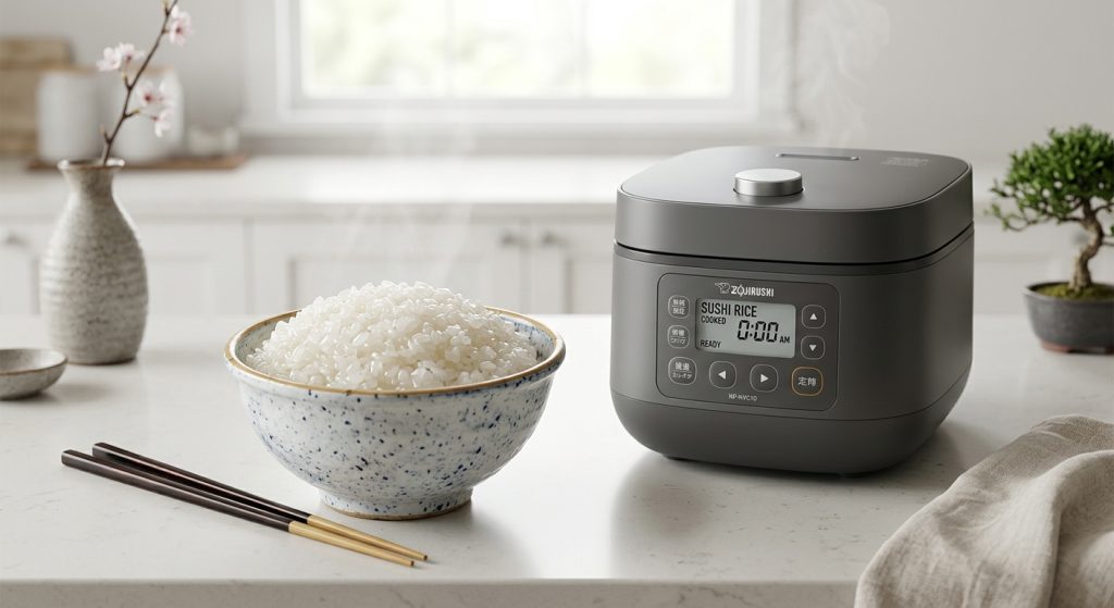 sushi rice in a rice cooker