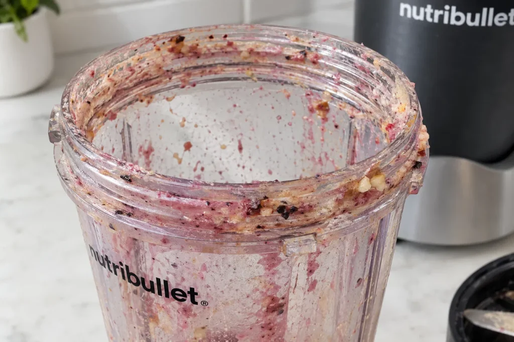 Dried food residue around a NutriBullet cup's locking area causing it not to twist